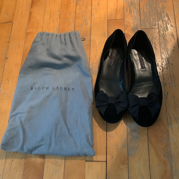 Ralph Lauren Collection Velvet Bow Flats - Picture 4 of 7